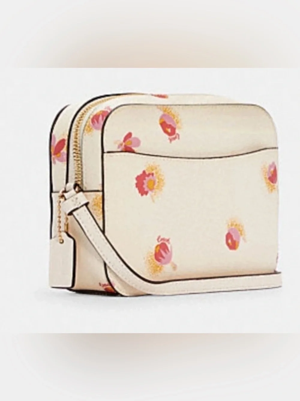 Coach C6044 Pop Floral Mini Camera Bag Leather Chalk Multi